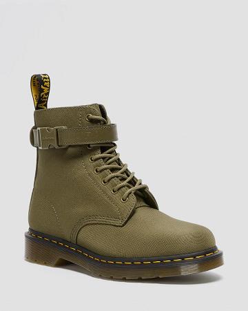 Olive Men's Dr Martens 1460 Futura Olive Strap Lace Up Boots | CA 511CTV